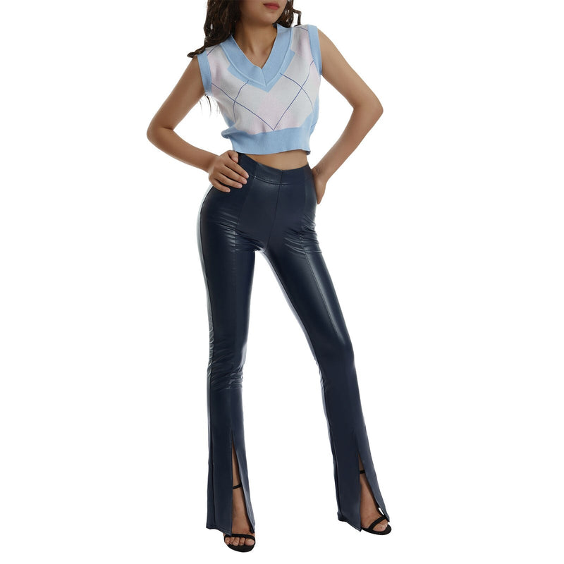 Emily – Schlanke Passform Schlaghose mit hoher Taille und Schlitzdetail