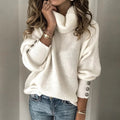 Emilia - Langärmelig Rollkragenpullover Mit Schaltflächen