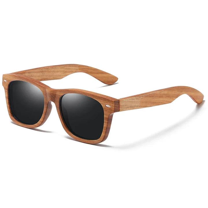AuraGlide – Klassische Holzsonnenbrille mit polarisierten Gläsern und glatter Rahmenoberfläche
