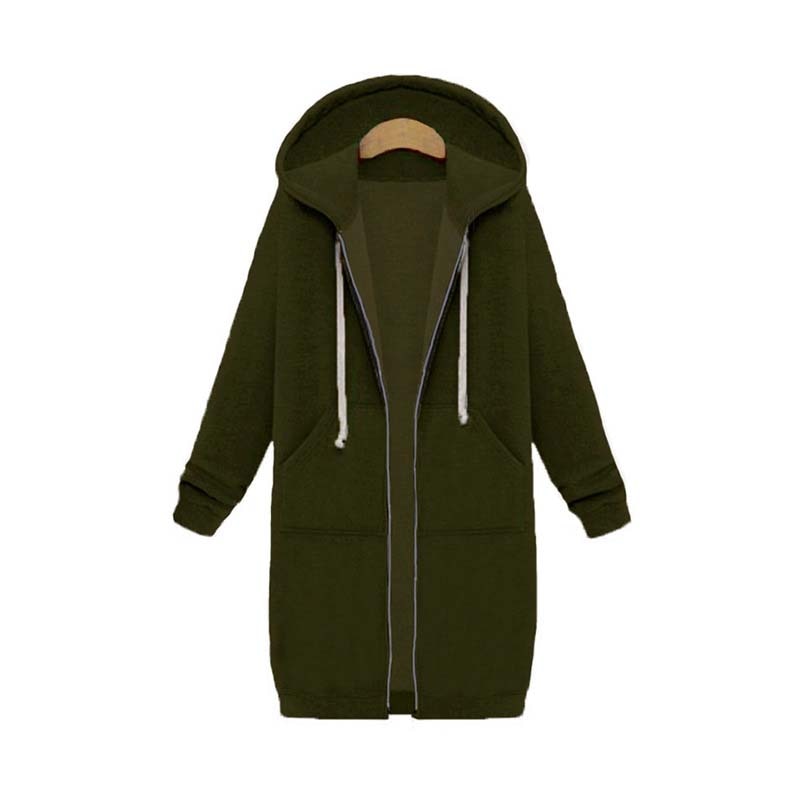 Emilia - Langärmelige Reißverschluss Kapuze Jacke Mit Taschen