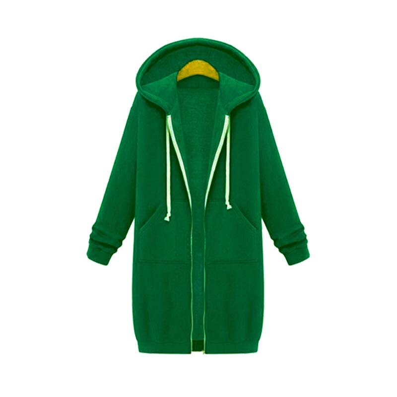 Emilia - Langärmelige Reißverschluss Kapuze Jacke Mit Taschen