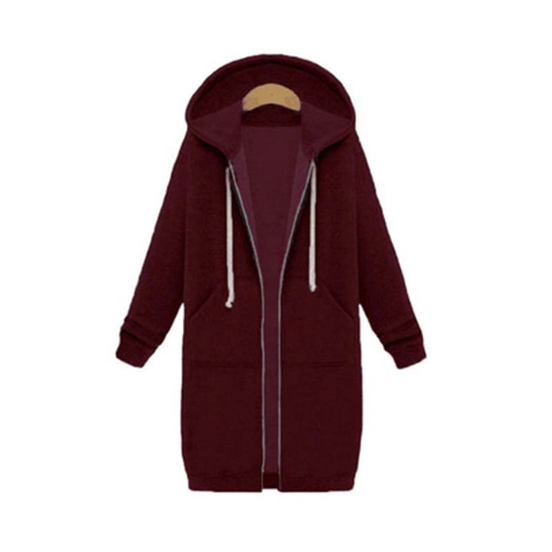 Emilia - Langärmelige Reißverschluss Kapuze Jacke Mit Taschen