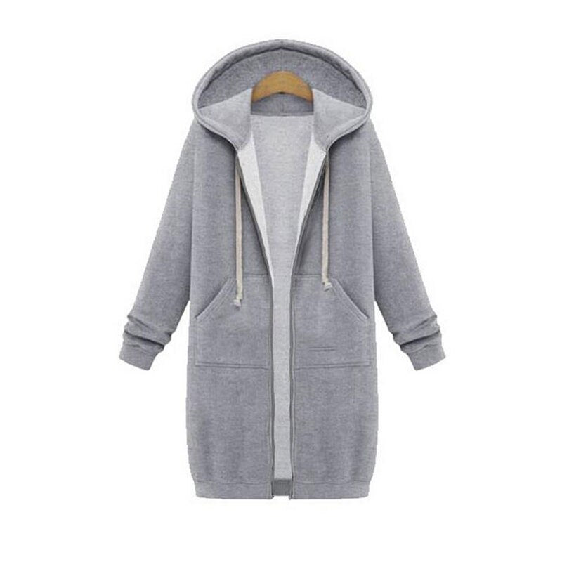 Emilia - Langärmelige Reißverschluss Kapuze Jacke Mit Taschen