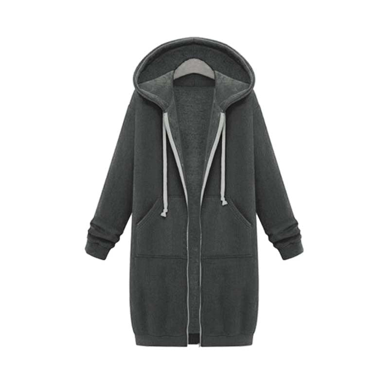 Emilia - Langärmelige Reißverschluss Kapuze Jacke Mit Taschen
