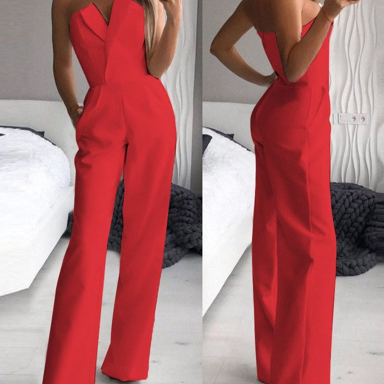 Anya - Modischer ärmelloser Jumpsuit in schmaler Passform mit Taschen