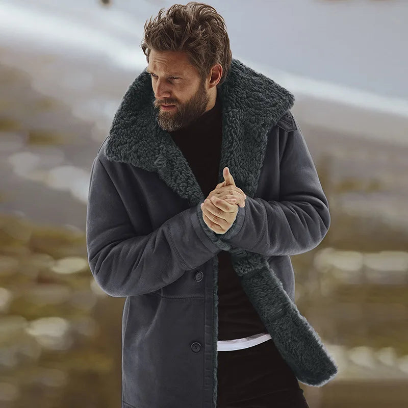 Carl - Warme Langärmelig Vlies Auskleidung Reversjacke Mit Knöpfen
