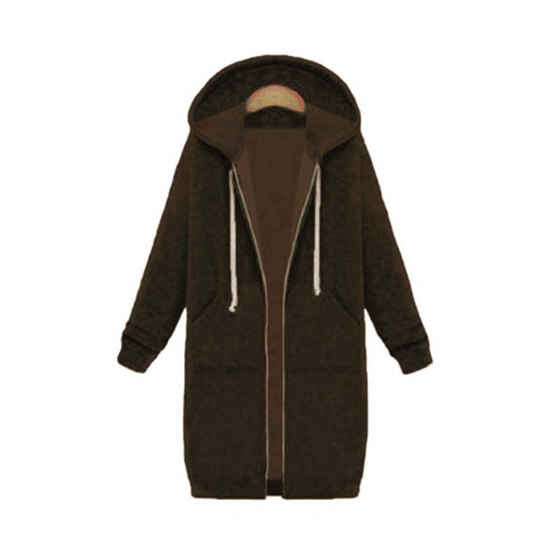 Emilia - Langärmelige Reißverschluss Kapuze Jacke Mit Taschen