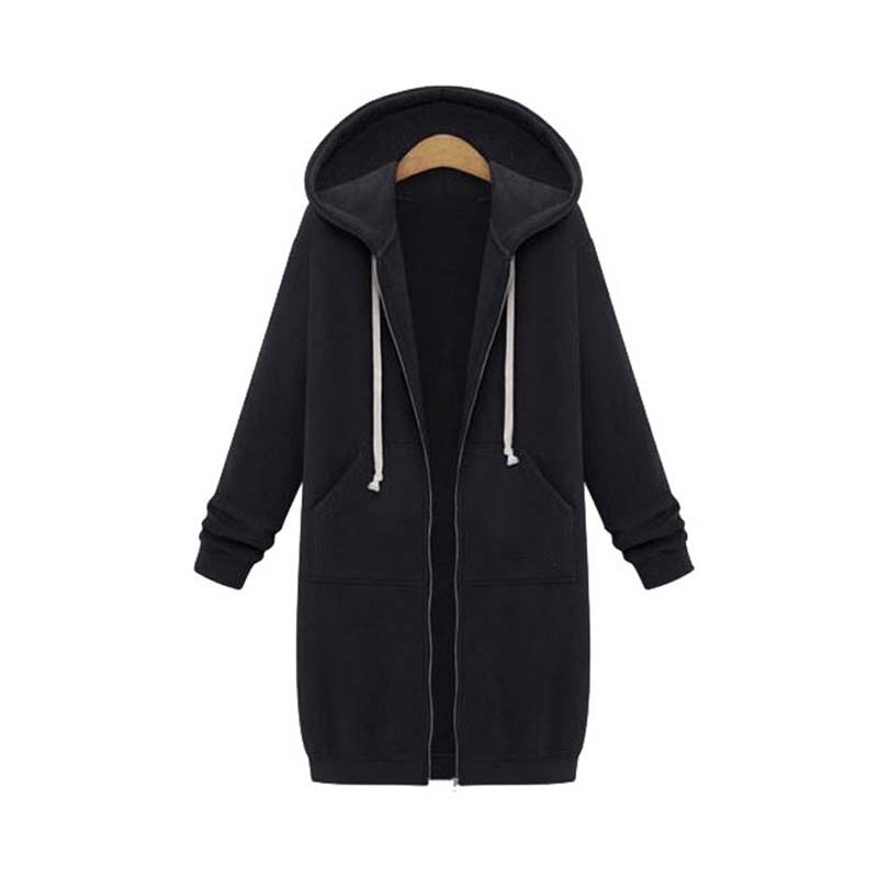 Emilia - Langärmelige Reißverschluss Kapuze Jacke Mit Taschen