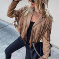 Frieda - Langärmelige überschnittene Jacke mit Reverskragen und Fransendetail