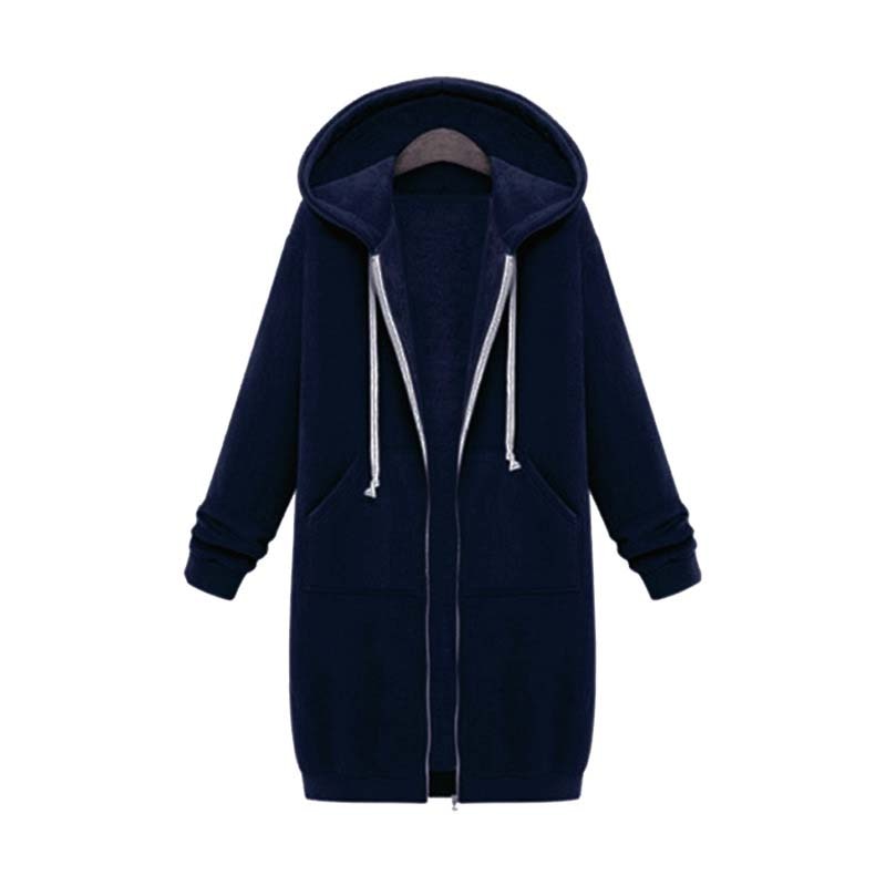 Emilia - Langärmelige Reißverschluss Kapuze Jacke Mit Taschen