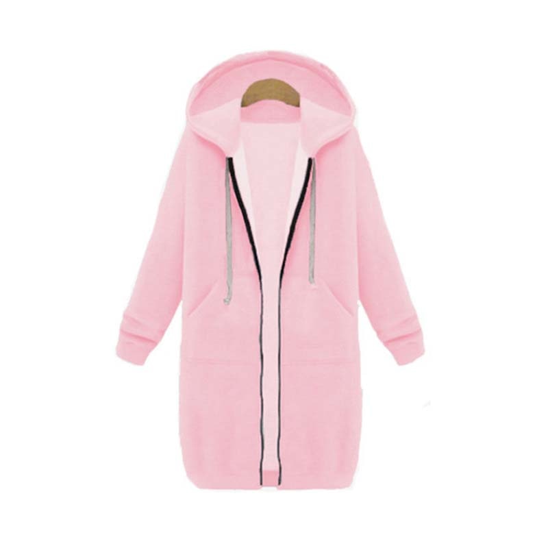Emilia - Langärmelige Reißverschluss Kapuze Jacke Mit Taschen