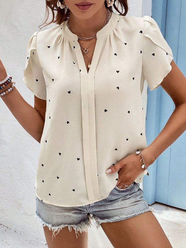 Anaya – Bluse mit V-Ausschnitt, Puffärmeln und Knopfleiste
