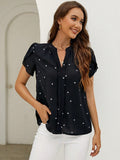 Anaya – Bluse mit V-Ausschnitt, Puffärmeln und Knopfleiste