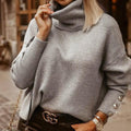 Julia - Elegante Knöpfe Ärmel Rollkragenpullover