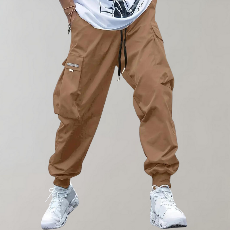Elias - Lose sitzende Cargohose mit verstellbarem Kordelzug und mehreren Taschen
