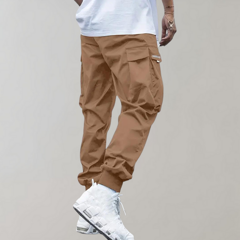 Elias - Lose sitzende Cargohose mit verstellbarem Kordelzug und mehreren Taschen