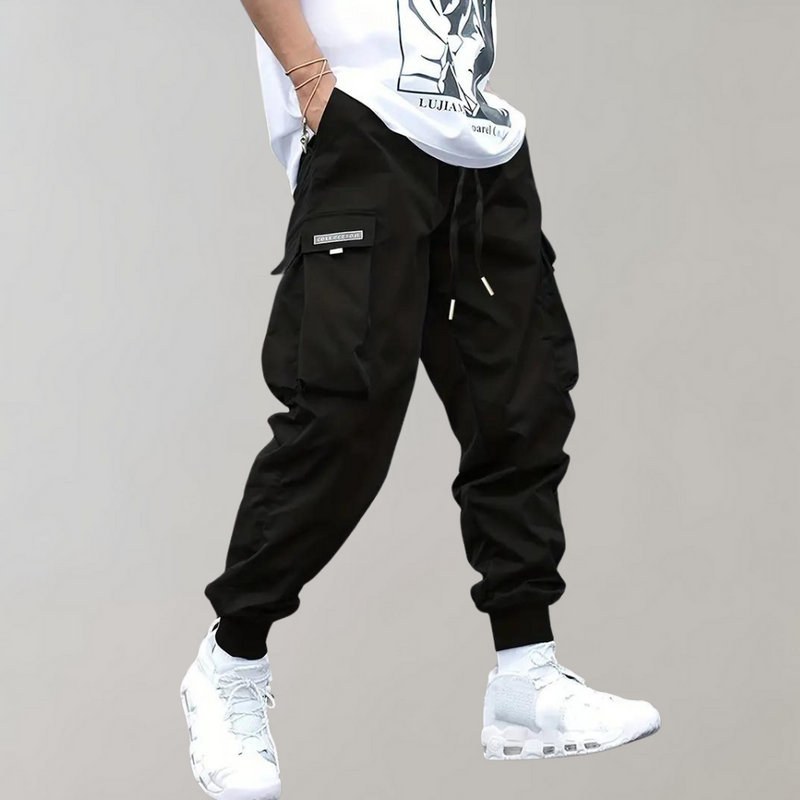 Elias - Lose sitzende Cargohose mit verstellbarem Kordelzug und mehreren Taschen