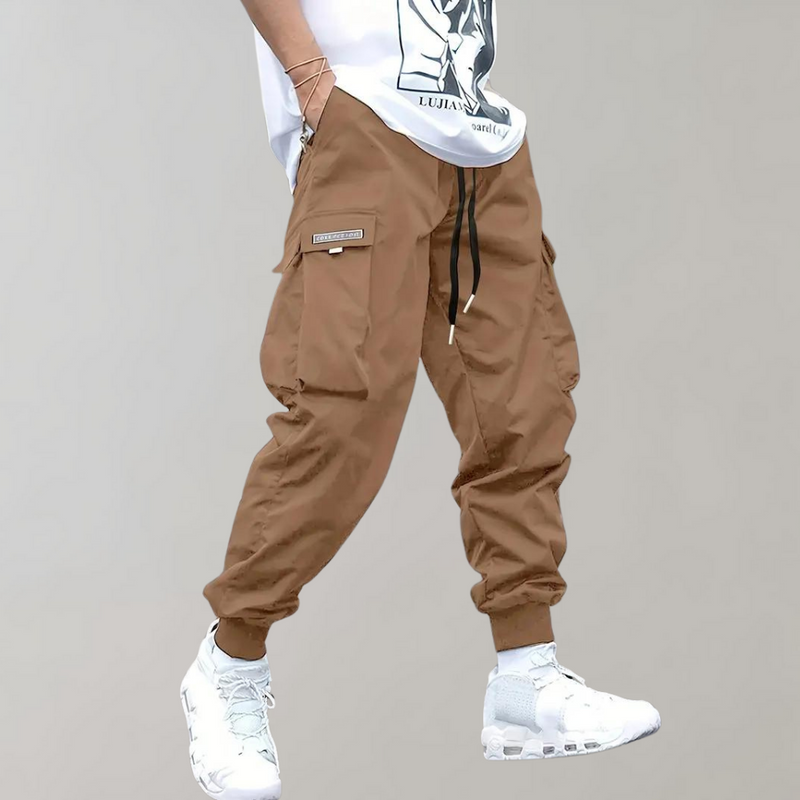 Elias - Lose sitzende Cargohose mit verstellbarem Kordelzug und mehreren Taschen