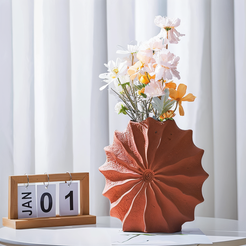 SculptaVase – Geometrische Plisseevase für Blumenarrangements und Wohndekor