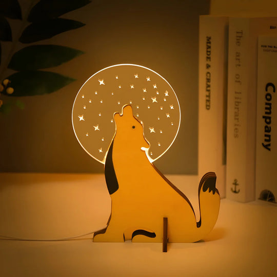 GlowTales - Einzigartig USB Ladung Hölzernes LED Tischlampe