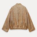 Adeline - Langärmelige Pailletten Bomberjacke Mit Schaltflächen