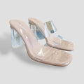 Berta – Stylische transparente Riemchen Hoher Absatz Sandalen mit offenem Zehenbereich