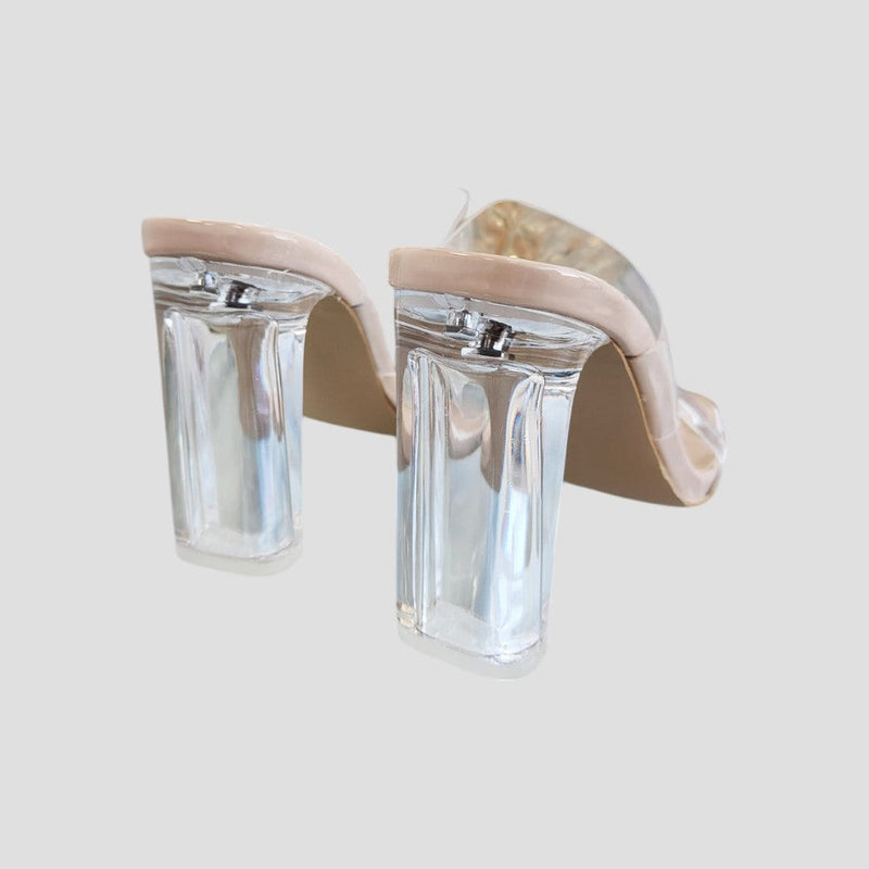 Berta – Stylische transparente Riemchen Hoher Absatz Sandalen mit offenem Zehenbereich