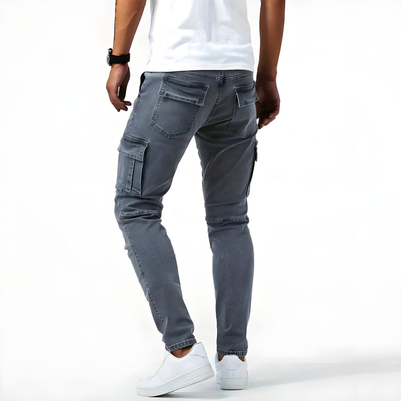 Jaxon - Lässige Schlanke Passform Seitentaschen Denim Cargohosen