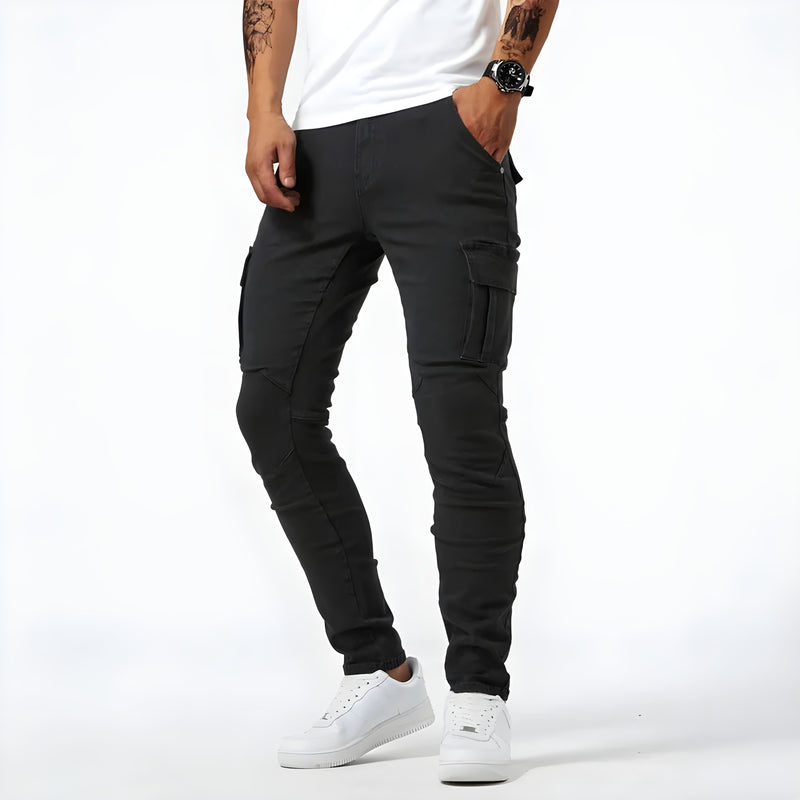 Jaxon - Lässige Schlanke Passform Seitentaschen Denim Cargohosen