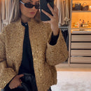 Adeline - Langärmelige Pailletten Bomberjacke Mit Schaltflächen