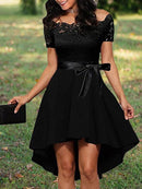 Virella – Off-Shoulder-Ausgestelltes Kleid mit elegantem hohen Saum