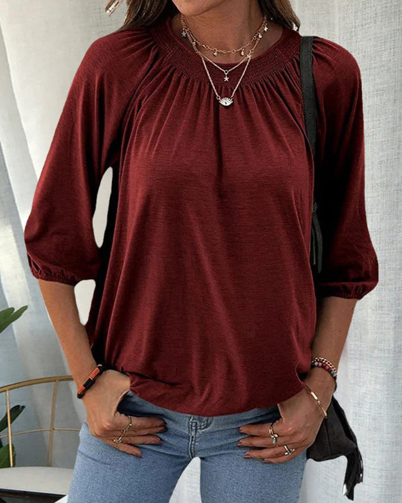 Daria – Locker sitzende Bluse mit Rundhalsausschnitt und kurzen Ärmeln