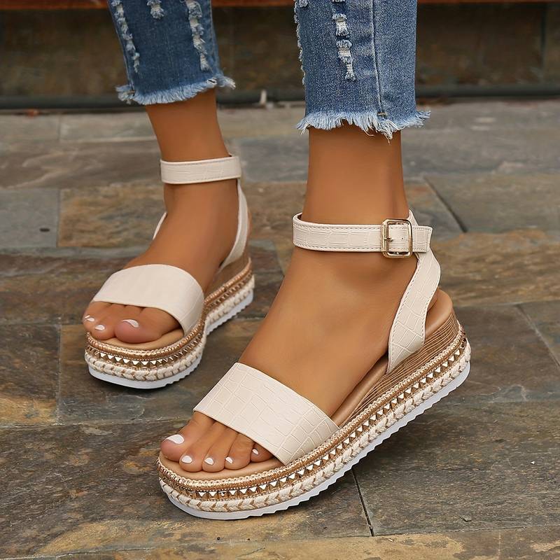 Norah – Leichte Knöchelriemen Sandalen mit Schnalle und dicke Sohle