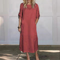 Viktoria – Locker sitzendes Kleid mit Rundhalsausschnitt und Langarm