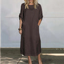 Viktoria – Locker sitzendes Kleid mit Rundhalsausschnitt und Langarm