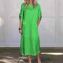 Viktoria – Locker sitzendes Kleid mit Rundhalsausschnitt und Langarm