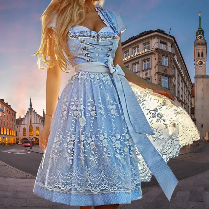 Nora - Bedrucktes Kurzarmkleid Mit Gürtel