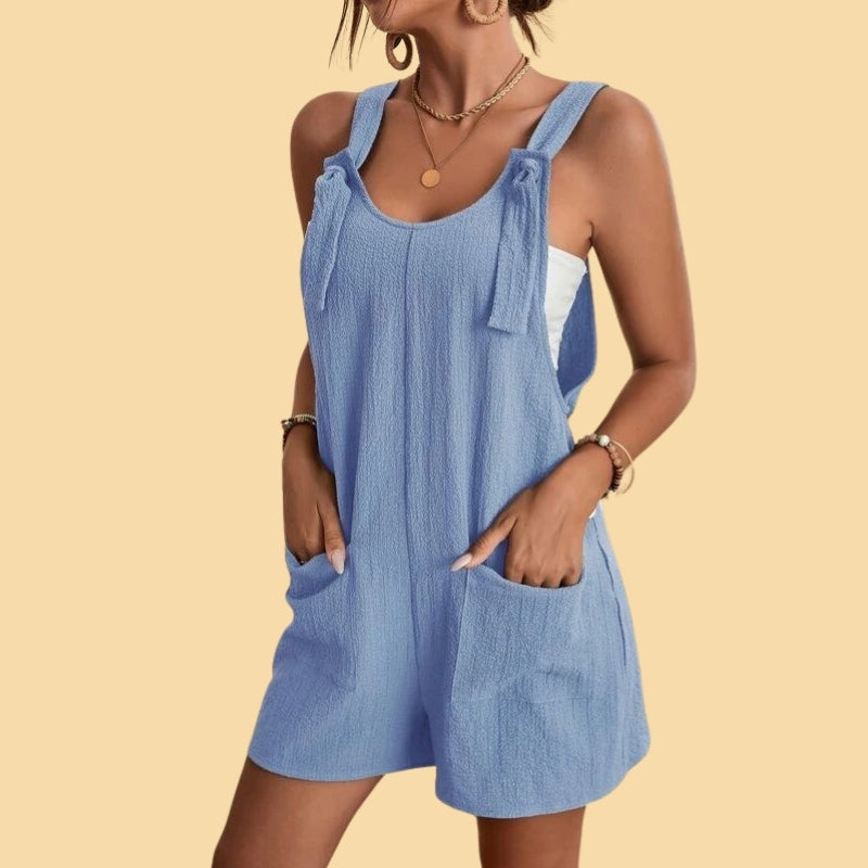 Pauline - Lässiger kurzer Jumpsuit mit Schulterträgern und Taschen