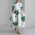 Wirka - Bedrucktes Kleid mit Rundhalsausschnitt und kurzen Ärmeln