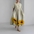 Wirka - Bedrucktes Kleid mit Rundhalsausschnitt und kurzen Ärmeln