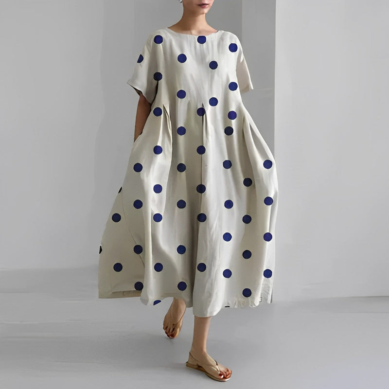 Wirka - Bedrucktes Kleid mit Rundhalsausschnitt und kurzen Ärmeln