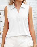 Zara – Ärmellose Bluse mit klassischem Kragen und Falte vorne