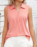 Zara – Ärmellose Bluse mit klassischem Kragen und Falte vorne