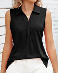 Zara – Ärmellose Bluse mit klassischem Kragen und Falte vorne