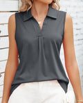 Zara – Ärmellose Bluse mit klassischem Kragen und Falte vorne