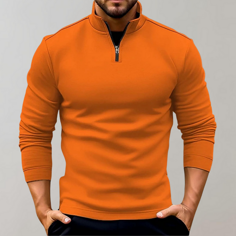 Claus - Schmal geschnittener langärmeliger Pullover mit Reißverschlusskragen
