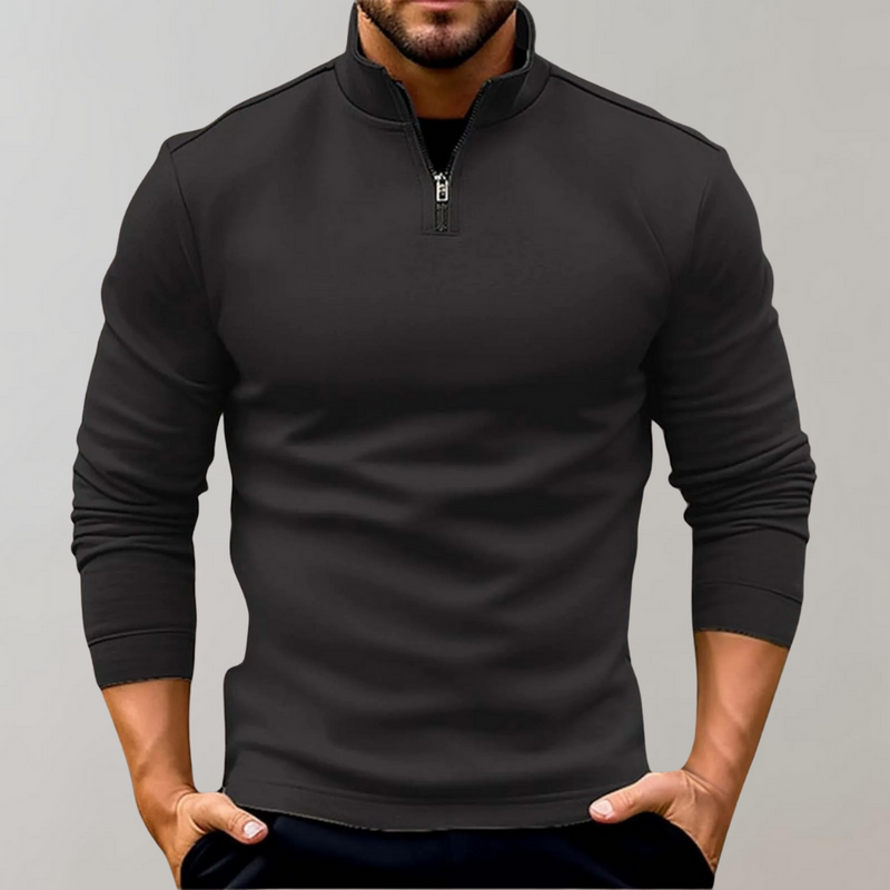 Claus - Schmal geschnittener langärmeliger Pullover mit Reißverschlusskragen