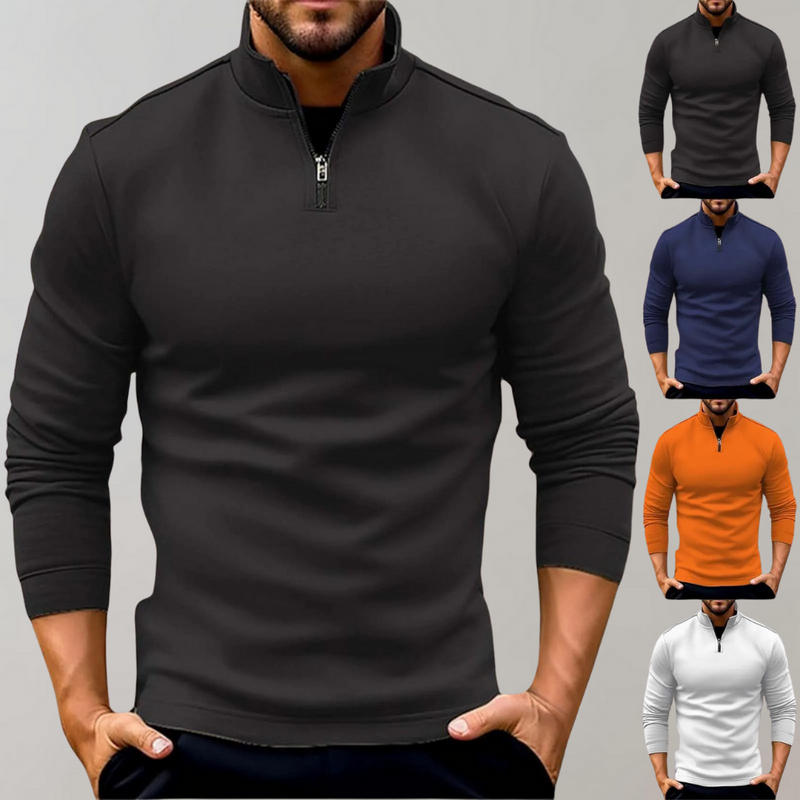 Claus - Schmal geschnittener langärmeliger Pullover mit Reißverschlusskragen