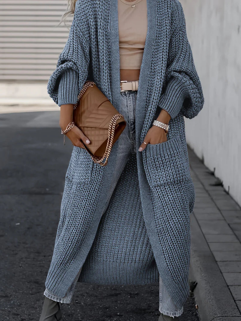 Alina - Bequeme Ärmel Eingedickt Lange Strickjacke mit Taschen