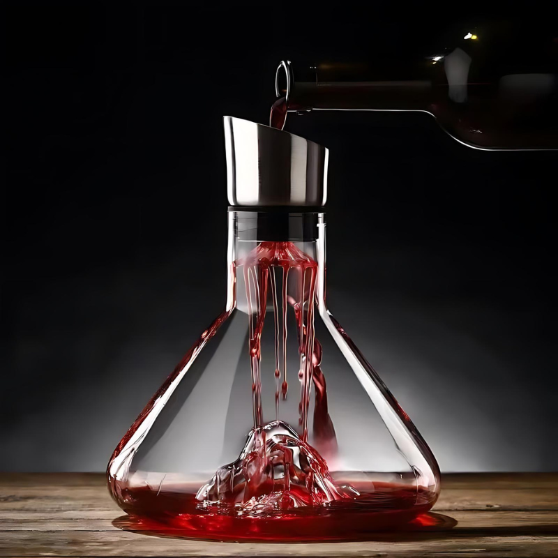 SilvPoura – Elegante Weinkaraffe mit einzigartigem Bergdesign und elegantem Ausguss